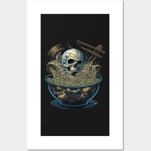 Pirate skull Ramen Bowl Japanese Noodles Posters and Art